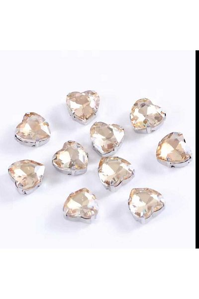 yiğit aksesuar 10 mm Case Strut Champagne Glass Heart Stone 10 Pieces