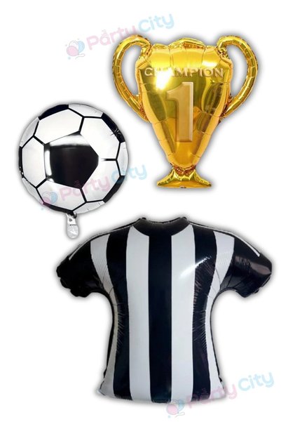 Party City Taraftar Sarı-Kırmızı Forma Top Folyo Balon Kupa Champion Folyo Ba...