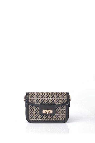 Kayra Geantă baghetă cu model monogramă gri