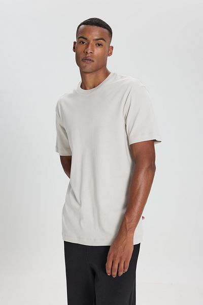ALTINYILDIZ CLASSICS Men's Stone 100% Cotton Modern Fit Regular Cut Crew Neck T-Shirt