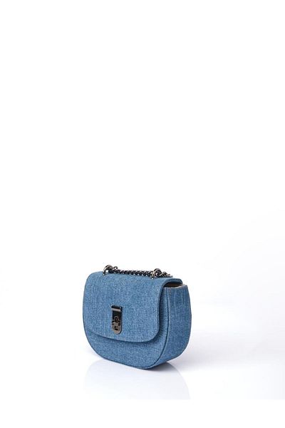 Kayra Geantă de umăr din denim acoperită - albastru