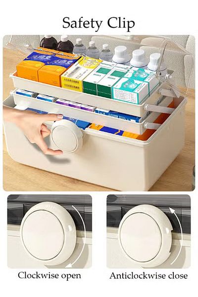 Generic Dunis Three-Layer O-Type Medicine Box Plastic Medicine Storage Box Home Emergency Home First Aid Kit