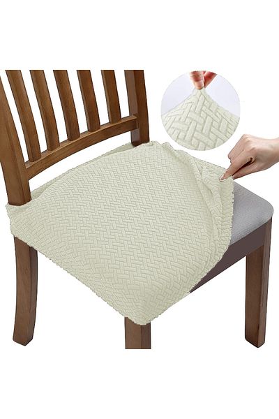 Choice Beige New Durable Jacquard Chair Seat Covers Removable Washable Anti-dust Stretch