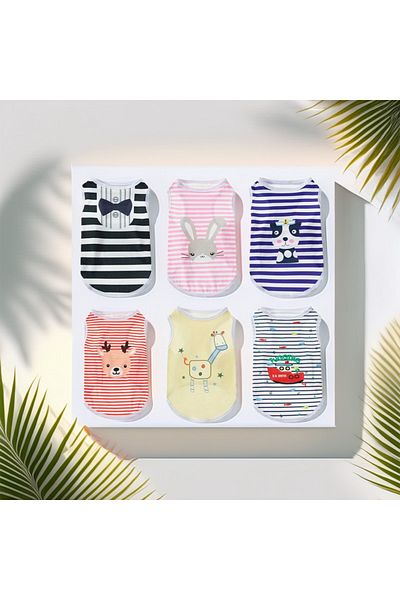 Lady Fify Striped Colorful Sleeveless Tshirt for Cat and Dog