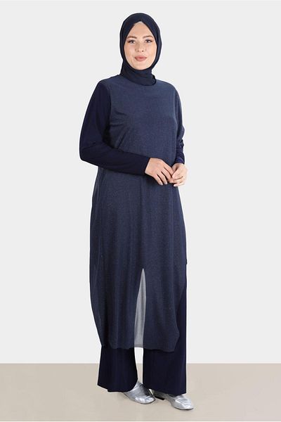 Alvina Set rochie și pantaloni de seară din tul cu sclipici - 50239