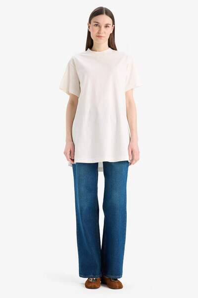 DeFacto Regular Fit Crew Neck Basic Plain Short Sleeve T-Shirt Tunic A8351Ax25Sp