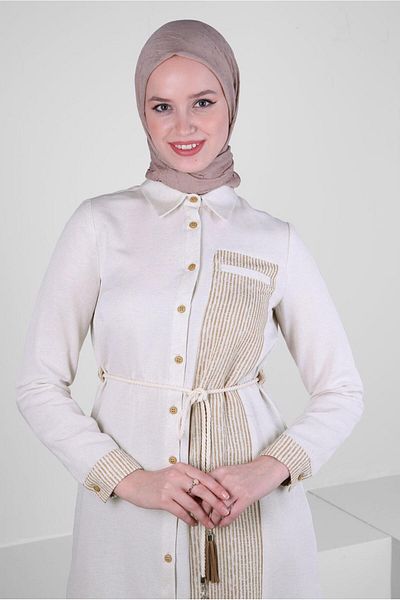 Alvina STRIPED WAIST BELLY STRAIGHT TUNIC 43632