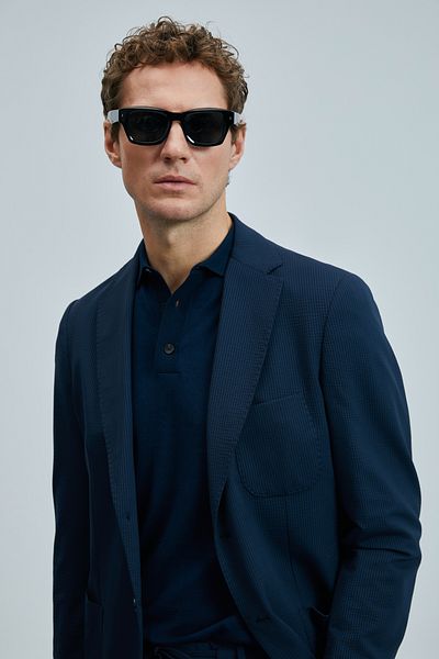 Lufian Asel Sports Men's Blazer Jacket Slim Fit Navy Blue