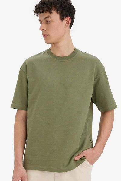 DeFacto 100% Cotton Relax Fit Crew Neck Short Sleeve Basic Plain T-Shirt D3673Ax25Sm