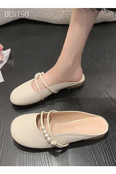 Generic Duniso Women's Mule Slippers Slingback Flat Pointed Toe Shoes Closed Toe Sandals Slippers