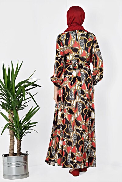 Alvina Balloon Sleeve Patterned Dress - 4928