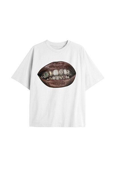 coolart Λευκό μπλουζάκι One Grillz - Καλοκαιρινό μπλουζάκι με στάμπα, μεγάλου...