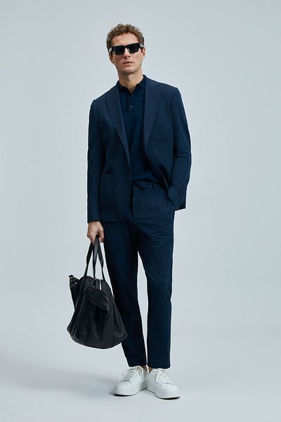 Lufian Asel Sports Men's Blazer Jacket Slim Fit Navy Blue