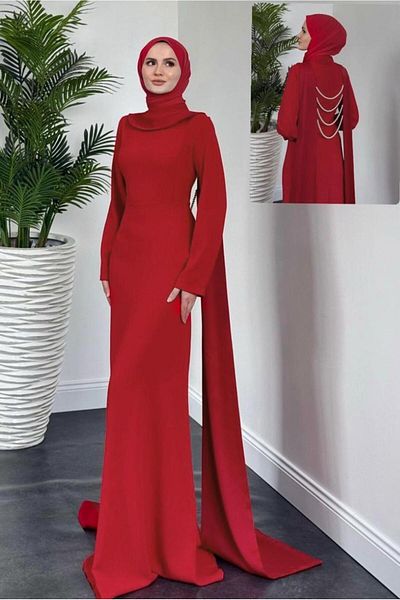 TRENDTESETTÜR Women's Red Pearl Detailed Dress t 8916