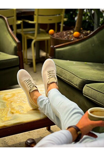 BESKAR Kb 101 Beige Knitwear Casual Men's Shoes – Soft Insole