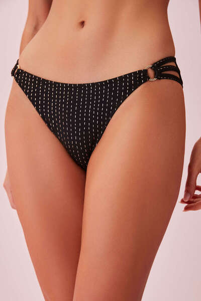 SUWEN Line Lurex Üç Şeritli Detaylı Bikini Alt