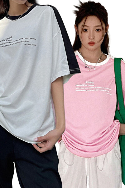 coolart 2'Li Leisure Future Μπλουζάκι με σχέδιο - Oversize T-shirt με κοντό μ...