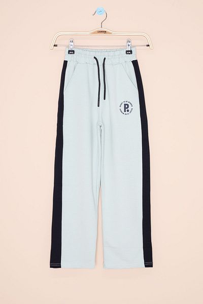 Cansın Mini Mint Garnished Wide Leg Girl's Elastic Waist Sweatpants 20631