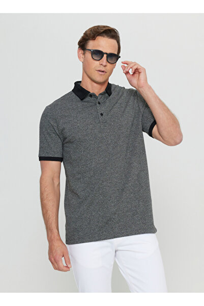 ALTINYILDIZ CLASSICS Ανδρικό μπλουζάκι Six Star Classics Polo Neck Black ACE091252024_SYH