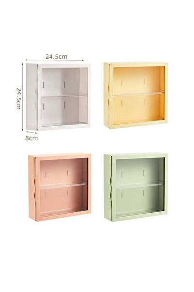 Arabest 2 Tier Transparent Display Box,with Side Opening Door,for Bedroom,Study,Living Room,24x8x24cm,White