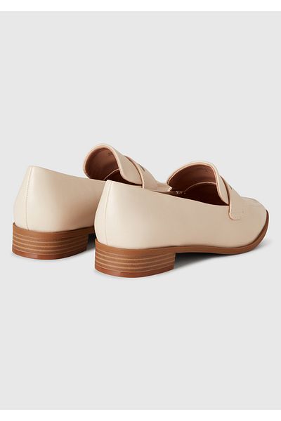 United Colors of Benetton Pantofi mocasin cu toc scurt cu efect Napa de culoare piatră pentru femei