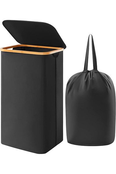 COOYA Laundry Hamper with lid, Portable Clothes Hamper for Dorm Room, Bathroom, Bedroom, foldable Hamper