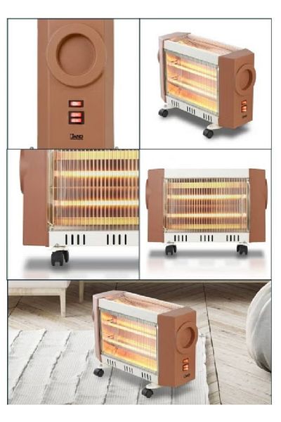 ALSAIF Jano Electric Heater 3 Candles - 1500 Watts - Rectangular - Brown And White - Jn070001