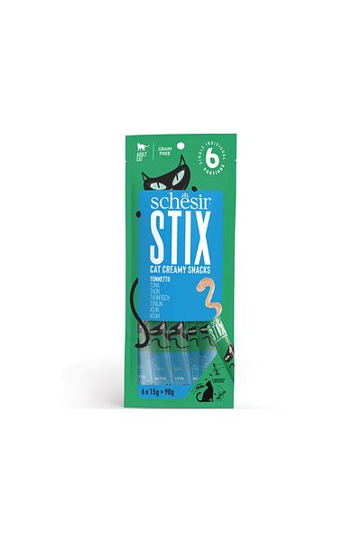 Schesir Schesir Stix Treat For Cat In Cream Tuna 6x15g