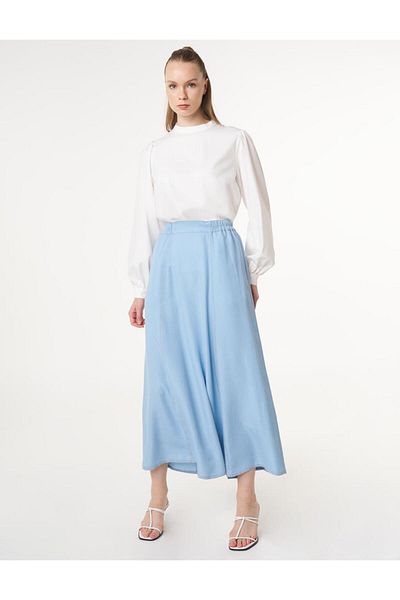 Kayra Fusta Lyocell cu talie elastică - Ice Blue