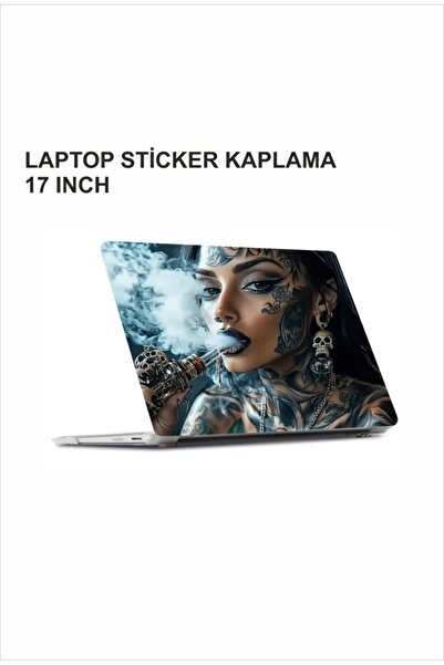 ÖZGÜL REKLAM Dövmeli Kadın Laptop Sticker / Laptop Kaplama / Laptop Etiket Çı...