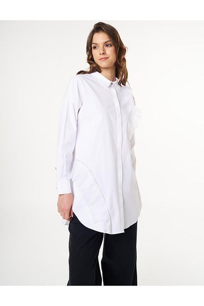 KYR Tulle Detailed Cotton Tunic Optical White