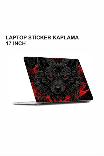 ÖZGÜL REKLAM Kırmızı Kurt Laptop Sticker / Laptop Kaplama / Laptop Etiket Çık...