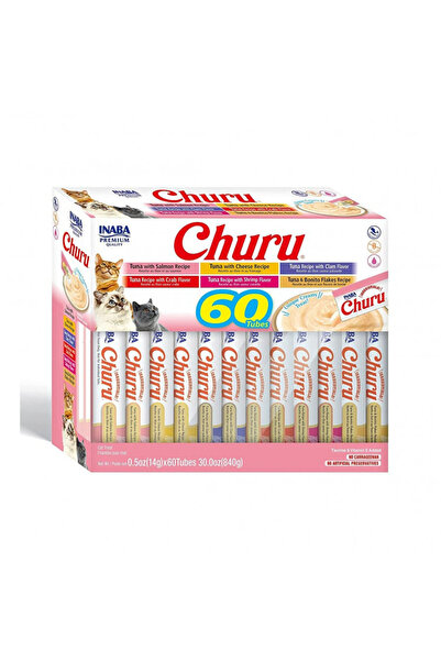 Inaba مكافآت القطط القابلة لللعق من تشورو تونة متنوعة - 14 جرام × 60 قطعة