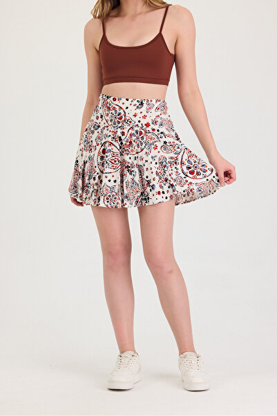 LE CARAMBOLE Fusta scurtă de vară din țesătură viscoză, ecru, cafeniu, 1905