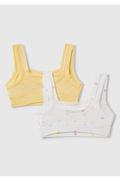 United Colors of Benetton Set de sutien din 2 piese pentru fete, alb, cu bretele groase