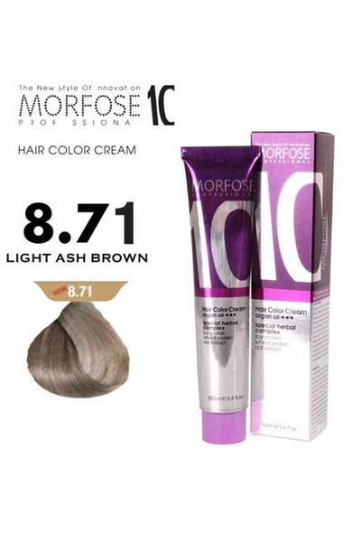 Morfose Morfose 10 Hair Color Cream with Argan Oil - Light Ash Brown 8.71, 100ml