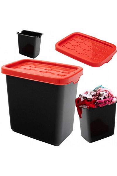 KBT Storage basket with lid, Doloni, 9 L, black with red