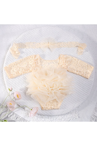 Choice 0-1Month Beige Ylsteed 2 Pieces Set Dusty Pink Newborn Lace Romper for...