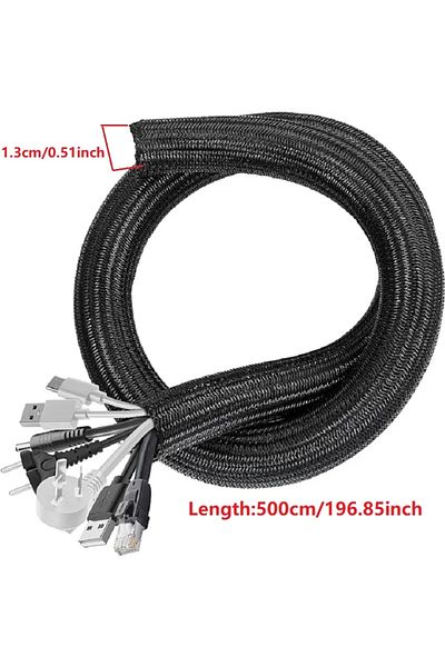 Choice Black 5M 1m 3m 5m braided cable sleeve pet nylon wrapping cable casing cable sleeves wire for desk P