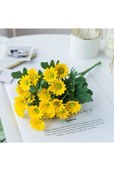 Choice Yellow 21 Heads Artificialflower Autumn Silk Daisy Bouquet Decor Vase Home Wedding Decor Household P