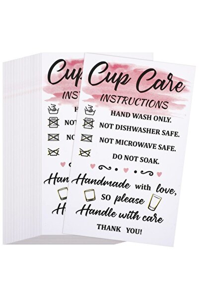 Choice 50 قطعة من بطاقات أكواب الأكواب، بطاقات تعليمات العناية بالأكواب، بطاقات العناية بالأكواب، كوب العناية الأول