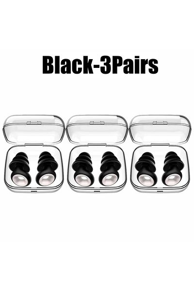 Choice Black-3Pairs Silicone Earplugs for Swimming Sleep Noise Cancel Noise Reduction-Soundproof Reduce Dis