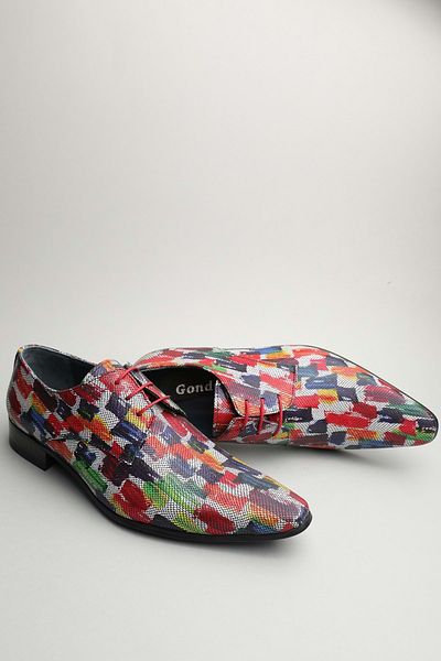 Gondol Men's Genuine Leather Pointed Toe Special Leather Design Shoes Tz.615