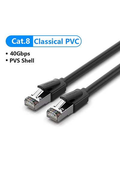 Choice كابل إيثرنت كلاسيكي من Vention Cat8 بطول متر واحد، كابل STTP بسرعة 40 جيجابت في الثانية وتردد 2000 ميجاهرتز، رقعة شبكة RJ45 Cat 8