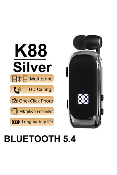 Choice5 K88-Silver New K88 Lavalier Business Headset Bluetooth 5.4 Bass Earph...