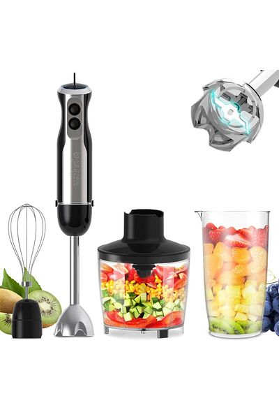 Choice 4 in 1 Eu plug HB-6008 Wancle 1000W Immersion Hand Blender 4 in 1 Powerful Stick Blender Mixer 16 Sp