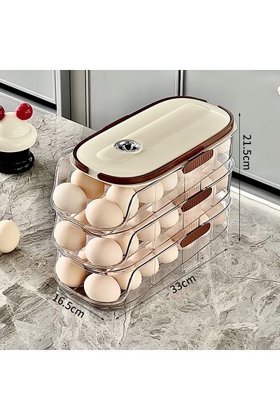 Choice1 Large-3rd floor 1PCS Home Refrigerator Egg Organizer Sliding Egg Carton Automatic Egg Roller Organiz