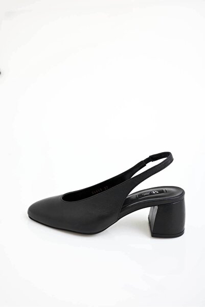 5in1Canpolat Black Open Back Heeled Shoes 24459
