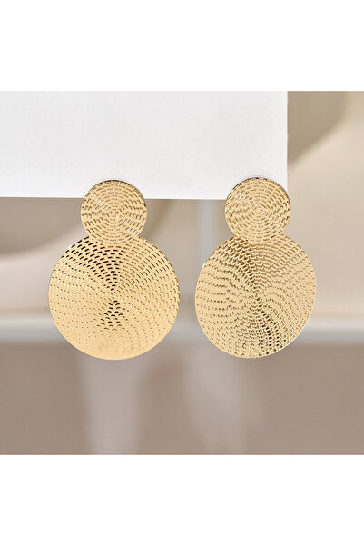 Choice AEH70236-2 أقراط دائرية أنيقة باللون الذهبي بتصميمين عصريين مع تفاصيل ...