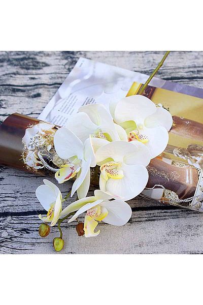 Choice white 3D Small Butterfly Orchid 6 Heads/Bundle Fake Flower Home Drapery Wall Wedding Decoration Chri
